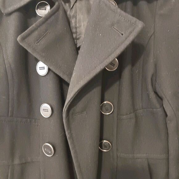 Kenneth Cole Reaction Black Wool Blend Double Breasted Peacoat Women's Sz 10 - Picture 5 of 13